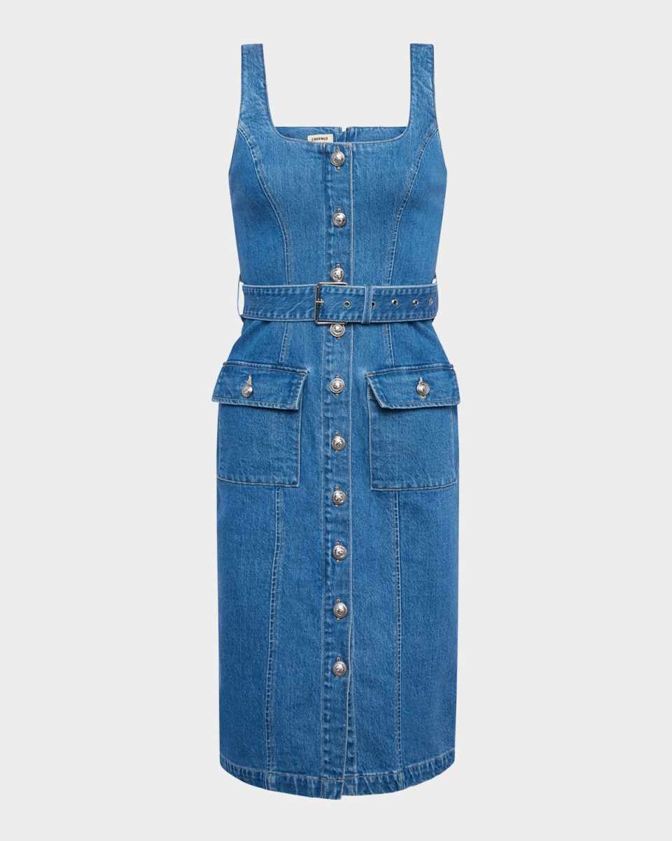 Midy Button-Front Denim Tank Dress